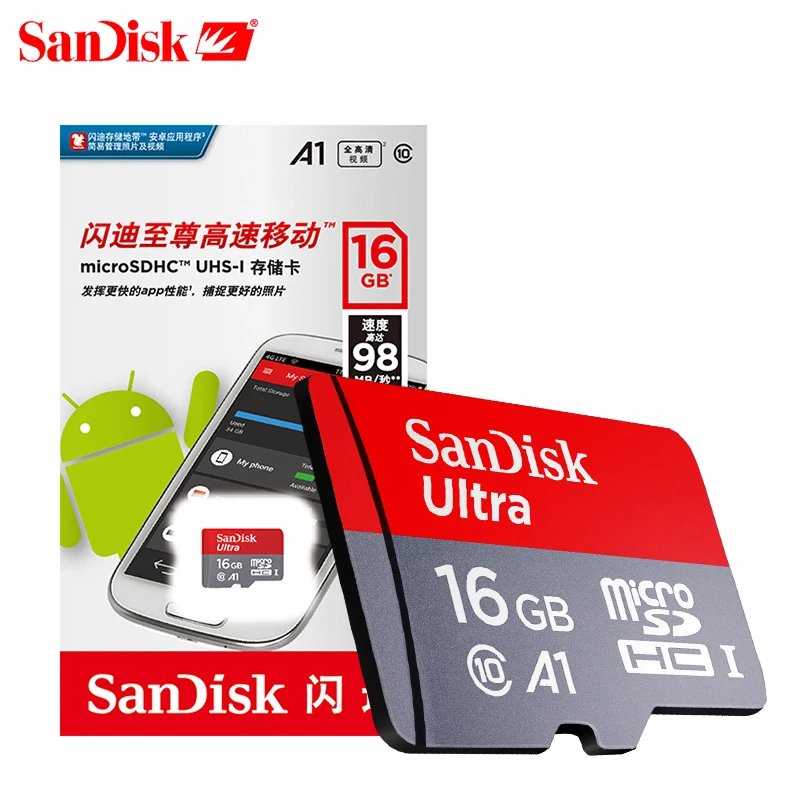 Карта памет SanDisk 16 GB 32 GB 64 GB 128 GB, 100 mb/s. UHS-I TF SD-карта Class10 Ultra SDHC SDXC флаш карта памет