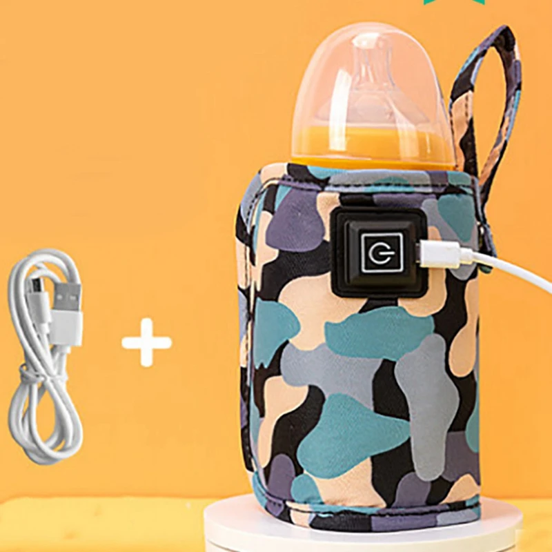 Универсален USB-топло за мляко и вода, количка, изолирано чанта, нагревател бутилки за хранене, камуфляжно-черен