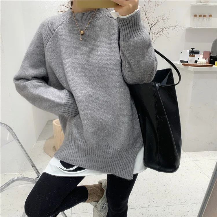 Kawaii Ulzzang, Ретро пуловер за колеж, свободни облак, женски корейски пънк, дебел черен