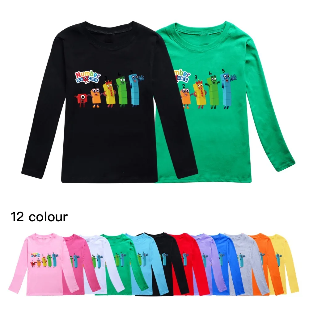 Детска сладък дрехи с цифри, детска есенна модна тениска, пуловер с герои от анимационни филми, за малките момчета, ежедневни блузи с дълъг ръкав за момиченца