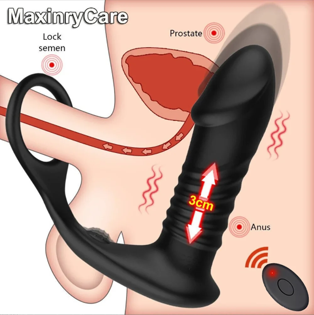 Анален накрайник разтегателен дистанционно управление анален накрайник масажор на простатата фиксирующее пръстен за сперма, анален вибратор корк